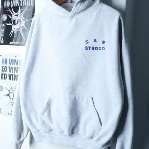 (L-XL) 아이앱 스튜디오 후드티셔츠 멜란지 기모 올드스쿨-16B6D