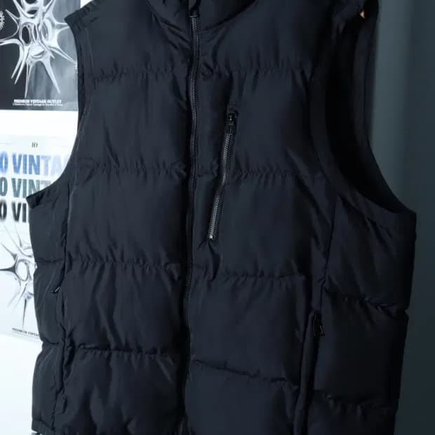 (L-XL) 자라 패딩 점퍼자켓 조끼 테크웨어 블랙-16B85