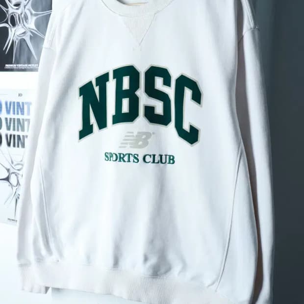 (L-XL) 뉴발란스 맨투맨 티셔츠 빅로고 화이트 올드스쿨-16B89