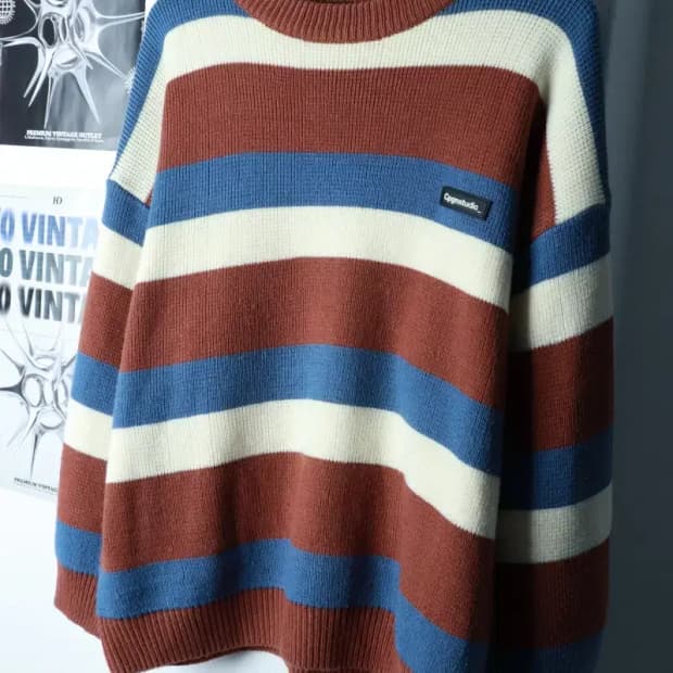 (M) 꼼파뇨 니트 스트라이프 컬러믹스-16B8A