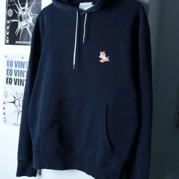 (L-XL) 메종키츠네 후드티셔츠 칠랙스 폭스 네이비-16AE2