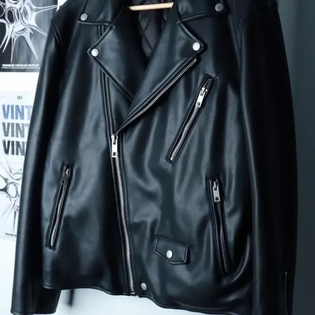 (L) 라퍼지스토어 집업 바람막이 점퍼자켓 페이크레더 라이더-16AE9