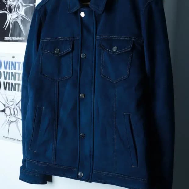 (L-XL) 자라 집업 바람막이 점퍼자켓 스웨이드 블루종-16AEB