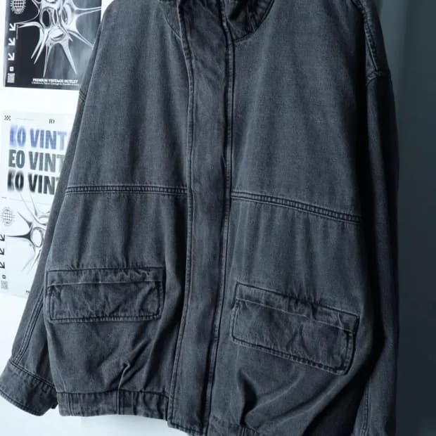 (XL-2XL) 일꼬르소 집업 바람막이 점퍼자켓 흑청 봄버-16AEE