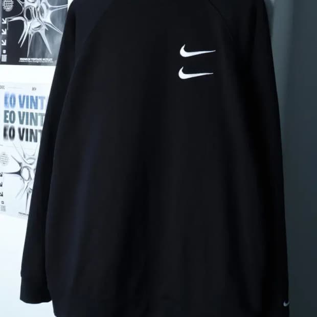 (2XL) 나이키 맨투맨 티셔츠 빅사이즈 더블스우시 올드스쿨-16AFE