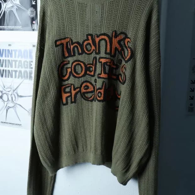 (L-XL) 프레이 니트 빅로고 그린 스트릿 연예인 다수착용-16C8B