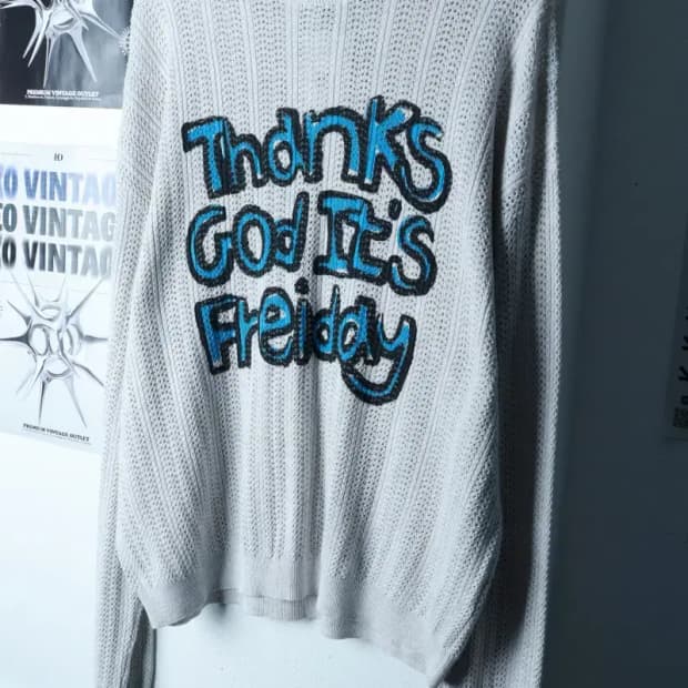 (L-XL) 프레이 니트 빅로고 화이트 스트릿 연예인 다수착용-16C8C