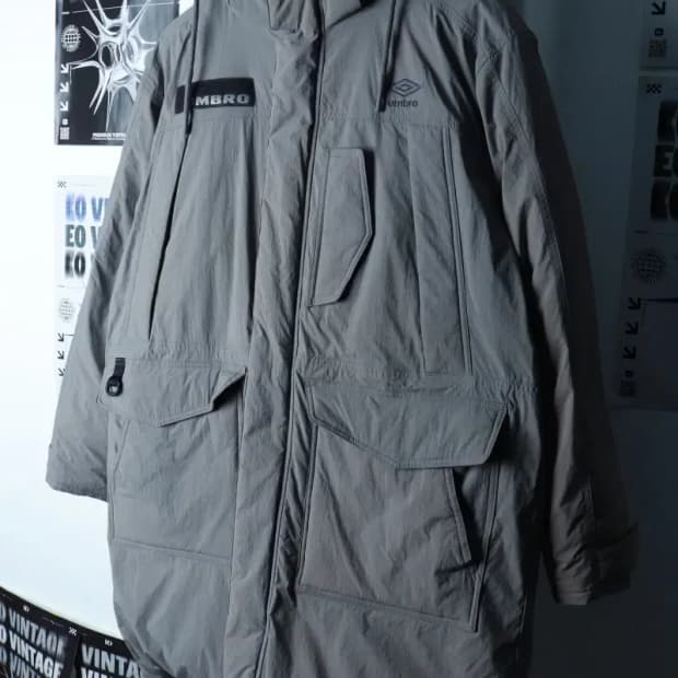 (S-M) 엄브로 패딩 점퍼자켓 구스다운 그레이 롱 올드스쿨-16C94