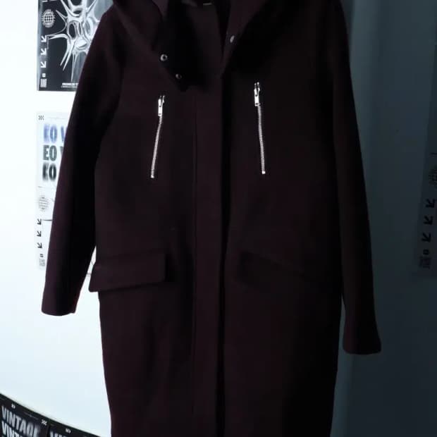 W(L-XL) 라코스테 코트자켓 캐시미어 후드 딥퍼플-16C9A