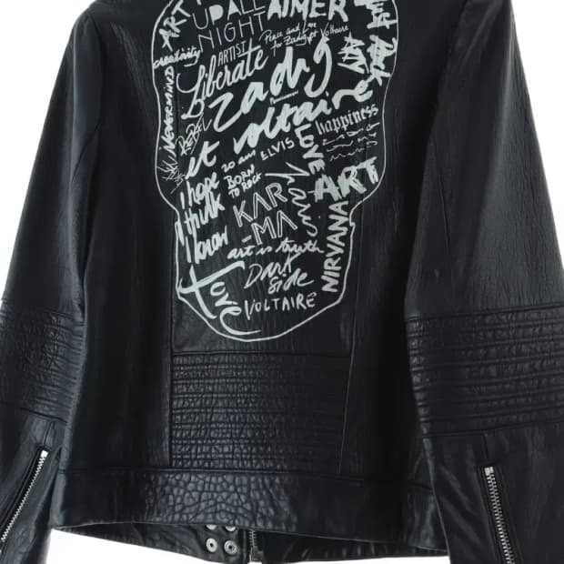 (S) 쟈딕앤볼테르 집업 바람막이 점퍼자켓 데미지 가죽 희귀-16D29