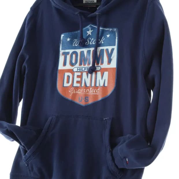(L) 타미힐피거 후드티셔츠 네이비 빅로고 올드스쿨-16D31