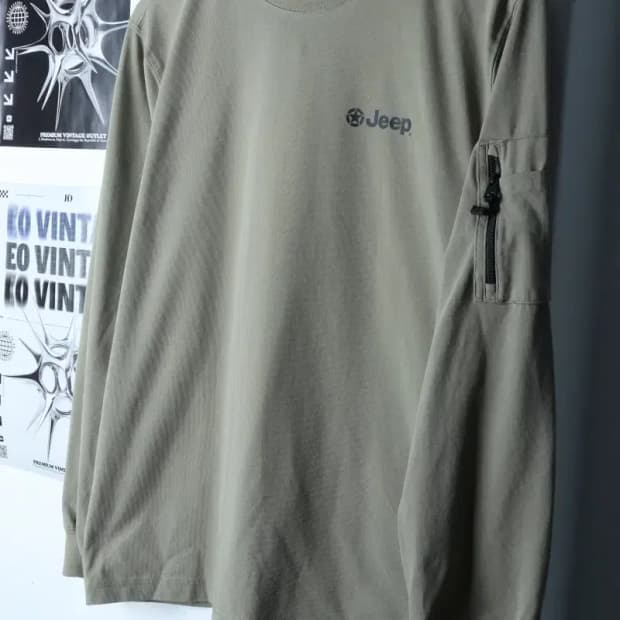 (M) 지프 긴팔티셔츠 포켓 카키 아메카지-16D99