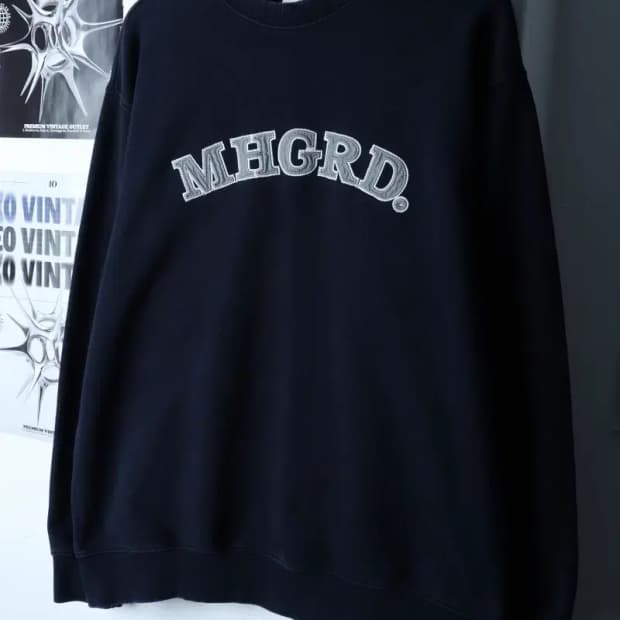 (L-2XL) 마하그리드 맨투맨 티셔츠 빅로고 네이비 올드스쿨-16DA1