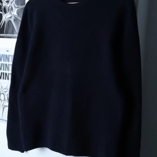 (M-L) 자라 니트 무지 골지 네이비-16DA5