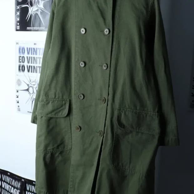W(S) 스튜디오 톰보이 코트자켓 더블 카키 아메카지 면-16E23
