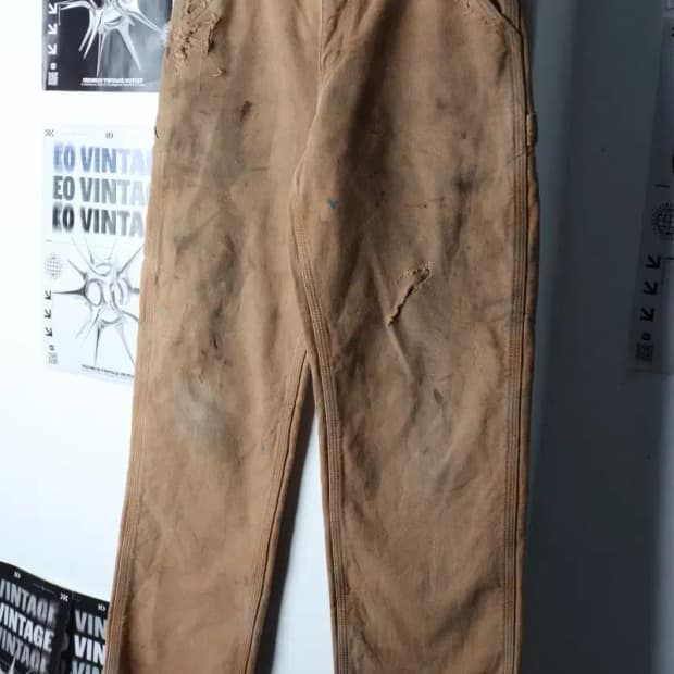 (M-L) 칼하트 면바지 팬츠 90년대 카펜터 브라운 카멜-23D5