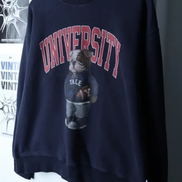 (M-L) 예일 맨투맨 티셔츠 작은사용감 빅로고 불독 기모-16D60