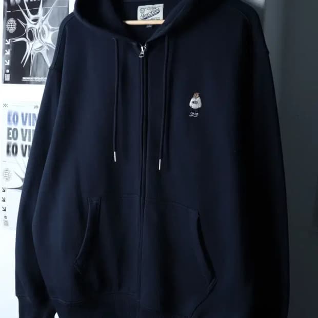 (L-XL) 후아유 후드집업 스몰로고 네이비 기모-16D65