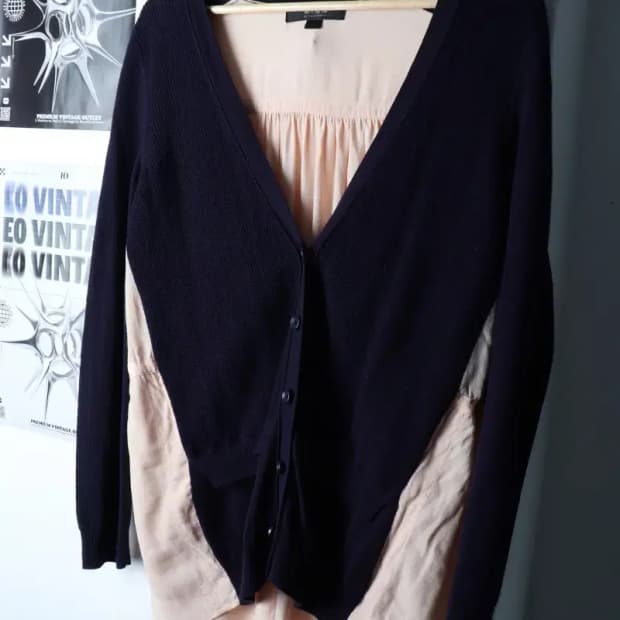 W(S) 질스튜어트 니트 가디건 레이어드 네이비 울 우아-16D72