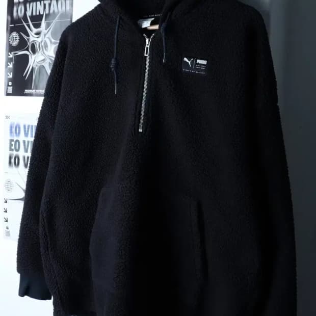 (S-M) 퓨마 집업 바람막이 점퍼자켓 후리스 플리스 반집업-16D75