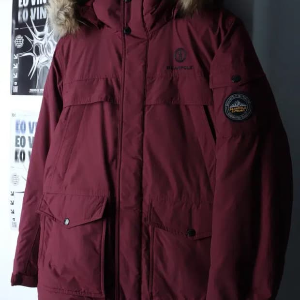 (M-L) 빈폴 패딩 점퍼자켓 덕다운 버건디 Y2K 퍼-16D83