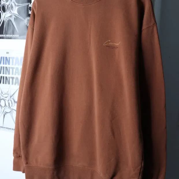 (L-XL) 커버낫 맨투맨 티셔츠 백프린팅 브라운 올드스쿨-16E8D