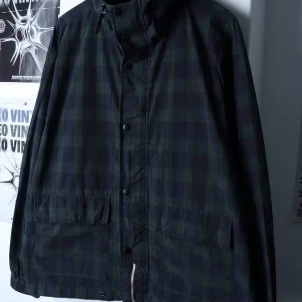 (L-XL) 파르티멘토 집업 바람막이 점퍼자켓 체크 그린-16F10