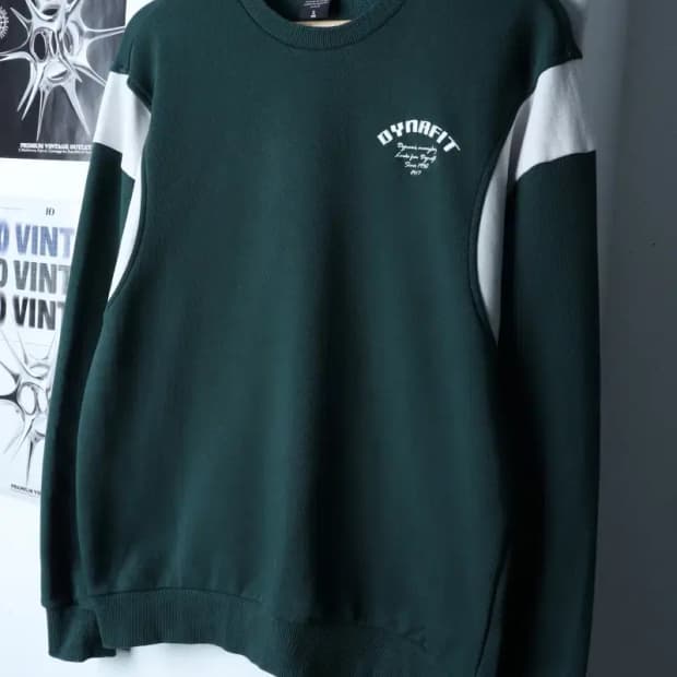 (S-M) 다이나핏 맨투맨 티셔츠 스몰로고 그린 올드스쿨-16F11