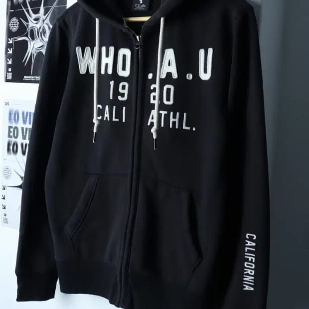 (M-L) 후아유 후드집업 빅로고 Y2K 기모 헤비 트렌드-16F30