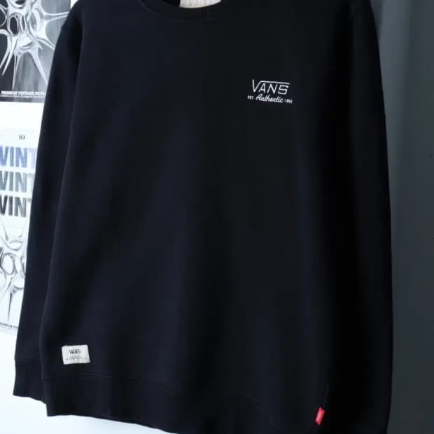 (S-M) 반스 맨투맨 티셔츠 스케이트보드 블랙 기모-16F6F