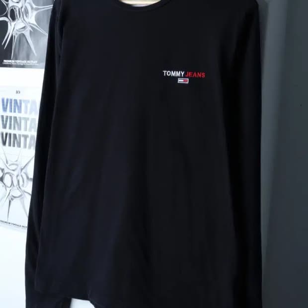 (XL) 타미힐피거 긴팔티셔츠 스몰로고 블랙 올드스쿨-16F72