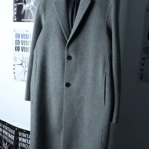 (L-XL) 헤지스 코트자켓 핸드메이드 싱글 캐시미어 그레이-16F7A