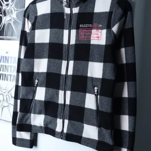 W(S) 헤지스 집업 바람막이 점퍼자켓 후리스 플리스 체크-16F8A