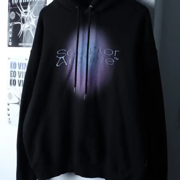 (XL-2XL) 스컬프터 후드티셔츠 루즈핏 빅로고 블랙-16FD4