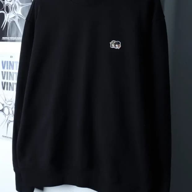 (M-L) 헤지스 맨투맨 티셔츠 스몰로고 블랙 올드스쿨-16FFD