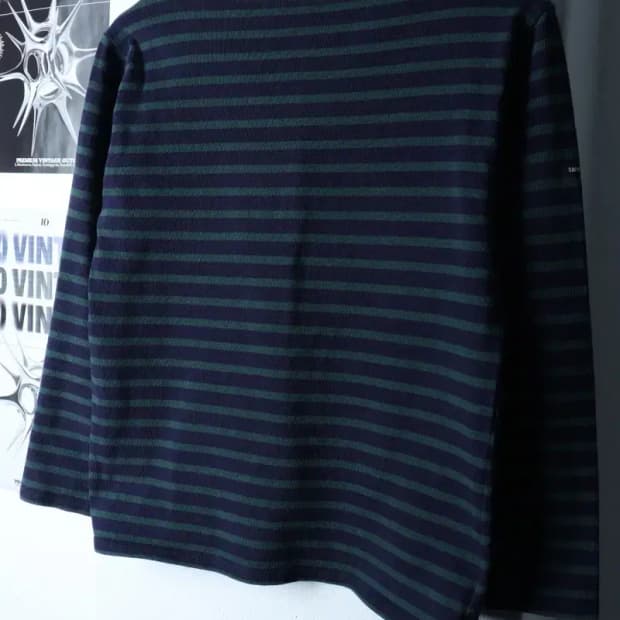 W(S) 세인트제임스 긴팔티셔츠 작은이염 스트라이프 그린-16FFE