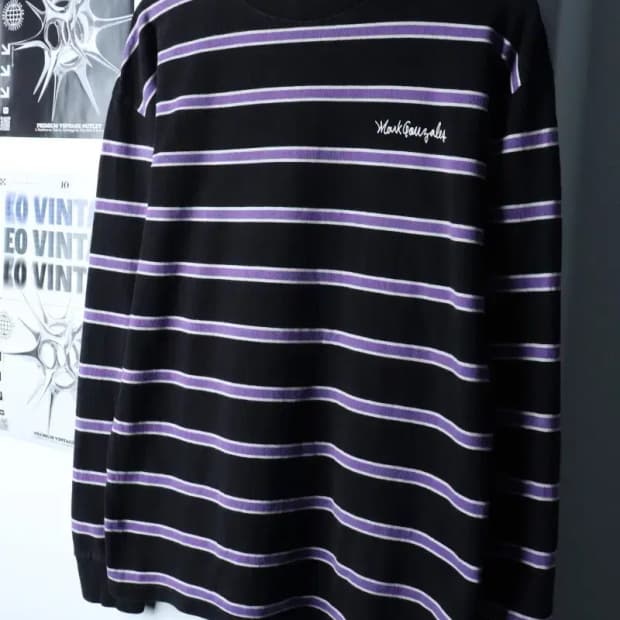 (M-L) 마크곤잘레스 긴팔티셔츠 스트라이프 퍼플 올드스쿨-17009