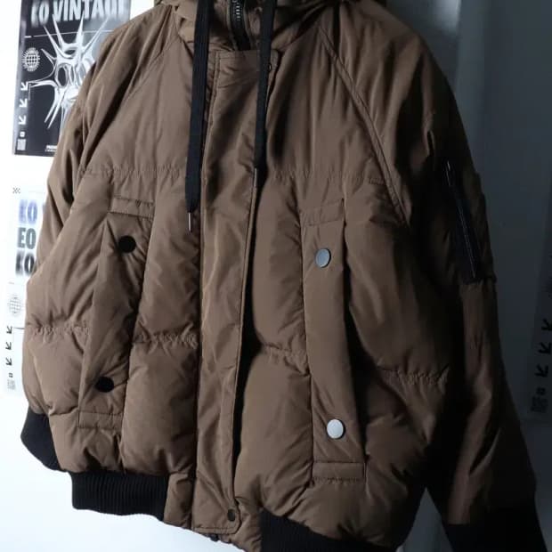 W(S) 랩 패딩 점퍼자켓 봄버 브라운 덕다운-17014