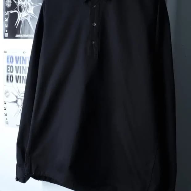 (M-L) 쿠어 셔츠 남방 반집업 스트링 블랙 유니크-16FA3