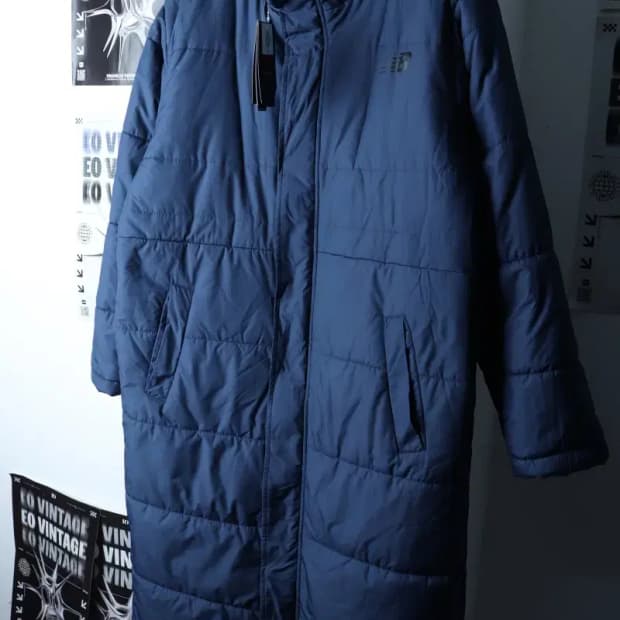 (L-XL) 뉴발란스 패딩 점퍼자켓 새상품 네이비 롱 올드스쿨-16FA4