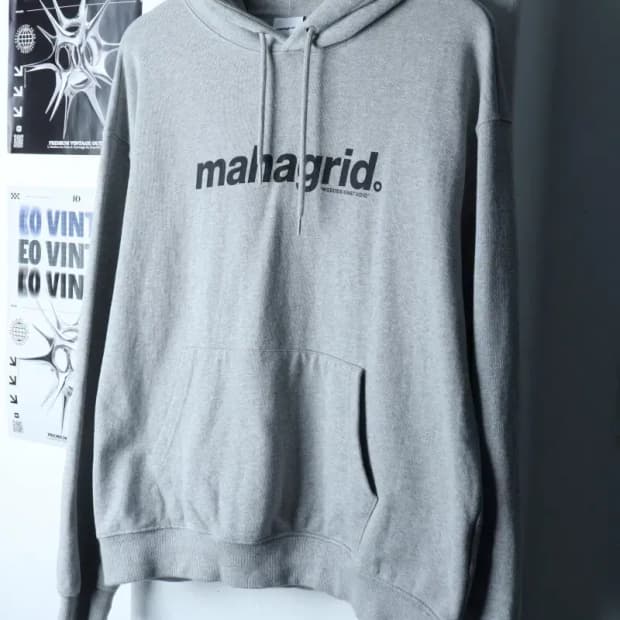 (M-XL) 마하그리드 후드티셔츠 레터링 그레이 올드스쿨-16E9E