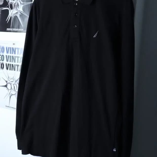 (XL) 노티카 카라 긴팔티셔츠 스몰로고 블랙 올드스쿨-16EAA