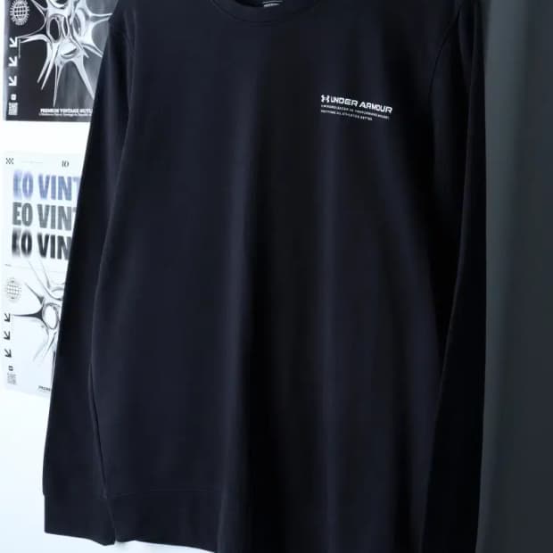 (2XL) 언더아머 긴팔티셔츠 빅사이즈 스몰로고 블랙-16EAF