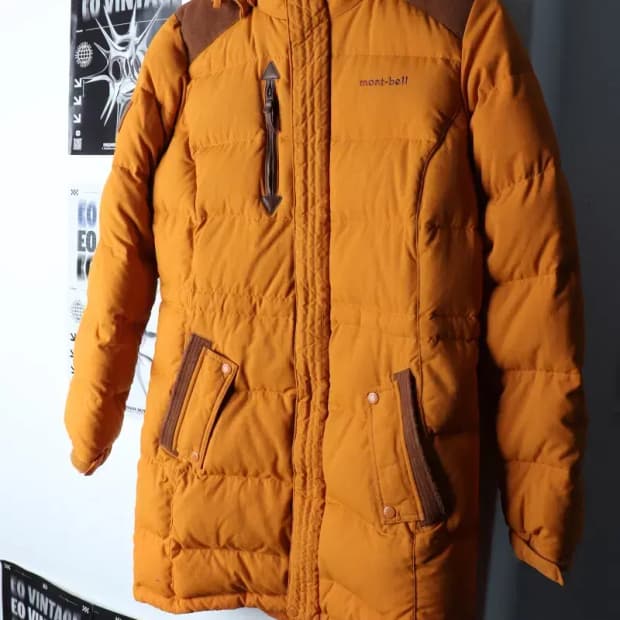 W(S-M) 몽벨 패딩 점퍼자켓 유행 구스다운 오렌지 롱-16EB0