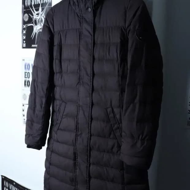 W(XS-S) 타미힐피거 패딩 점퍼자켓 덕다운 블랙 롱-16EB7