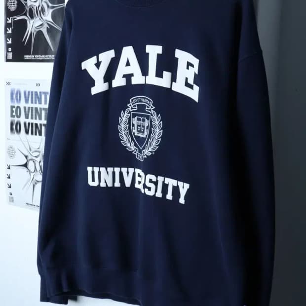 (XL) 예일 맨투맨 티셔츠 빅로고 네이비 올드스쿨-16EBF