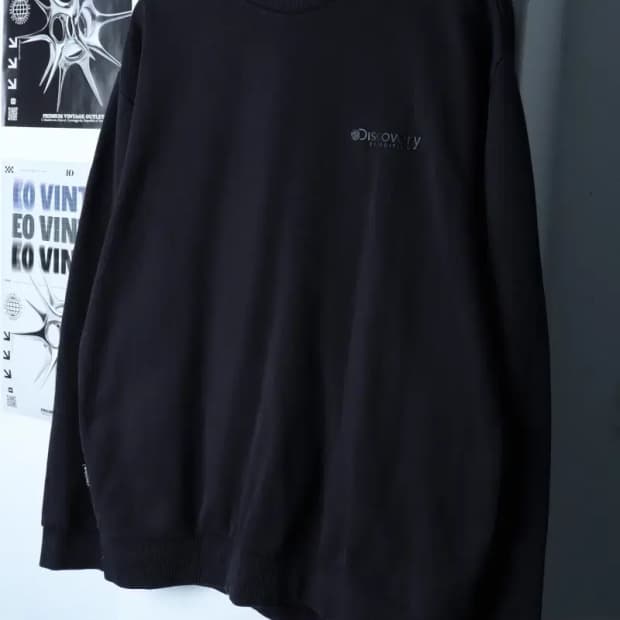 (2XL) 디스커버리 맨투맨 티셔츠 빅사이즈 블랙 올드스쿨-16EC2