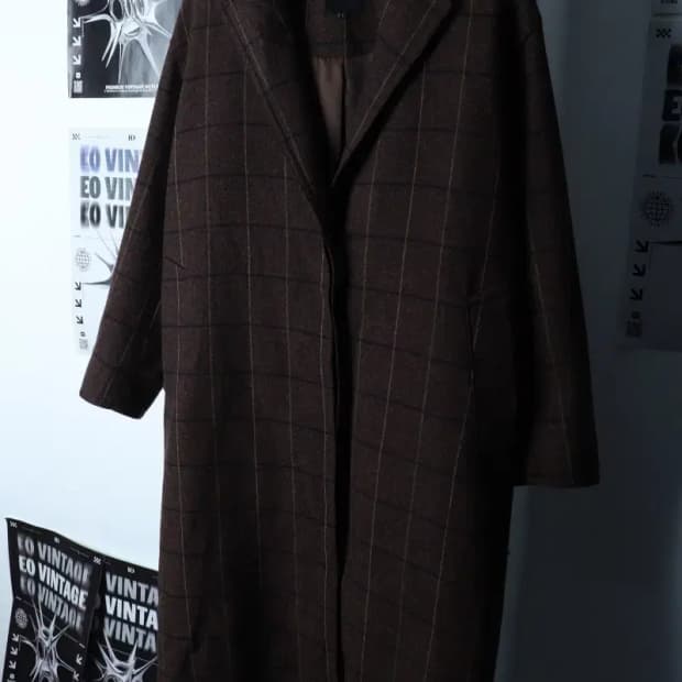 W(S-M) 세컨플로어 코트자켓 헤링본 체크 브라운 울-1705E