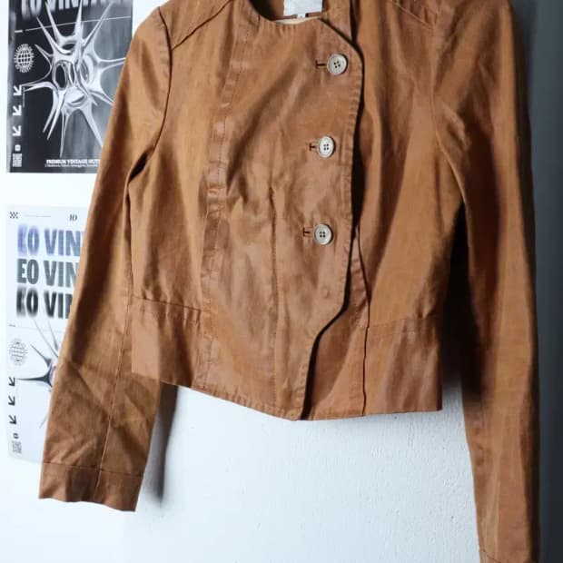 W(S) 오즈세컨 집업 바람막이 점퍼자켓 레더 브라운 크롭-17065