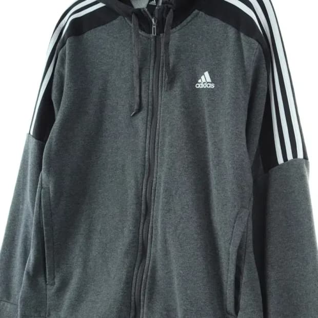 (L) 아디다스 후드집업 사이드삼선 일본판 검흰-17169